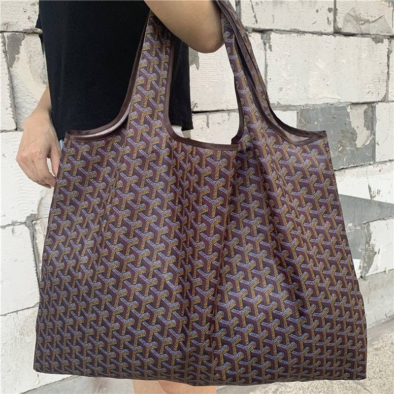 Foldable Shoulder Shopping Bag: COFFEE