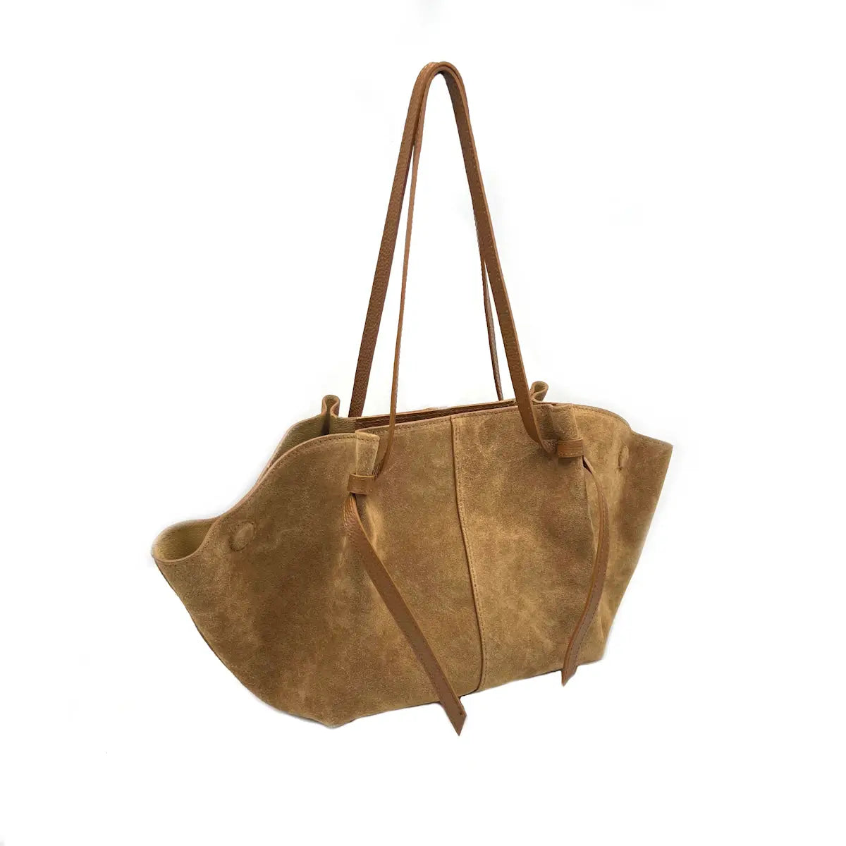 Suede Leather Shopper Camel