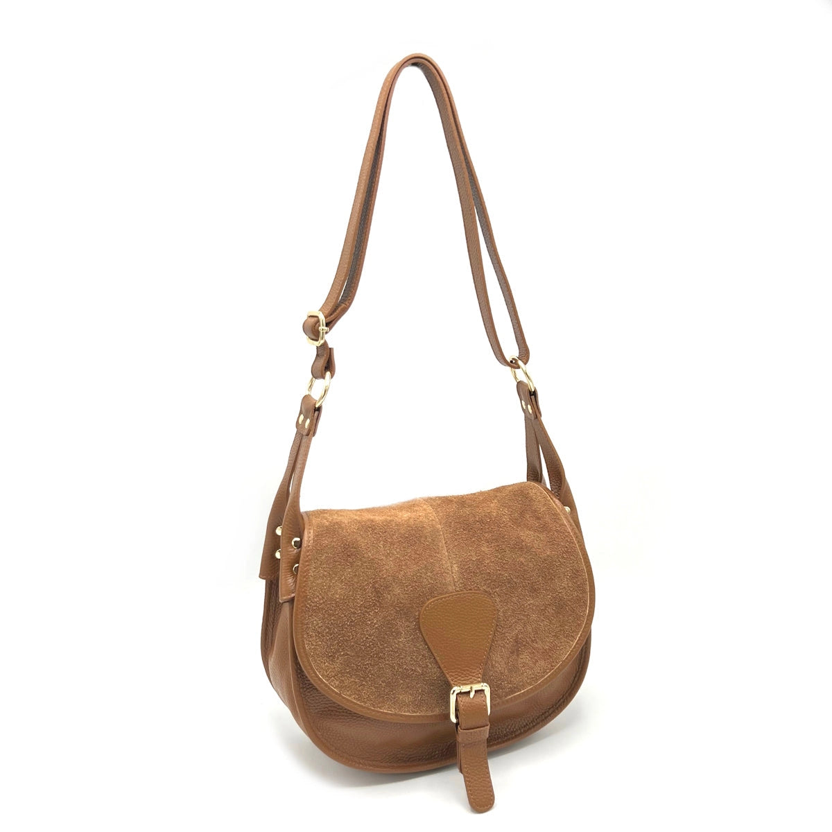 Suede Leather Saddle Bag Camel