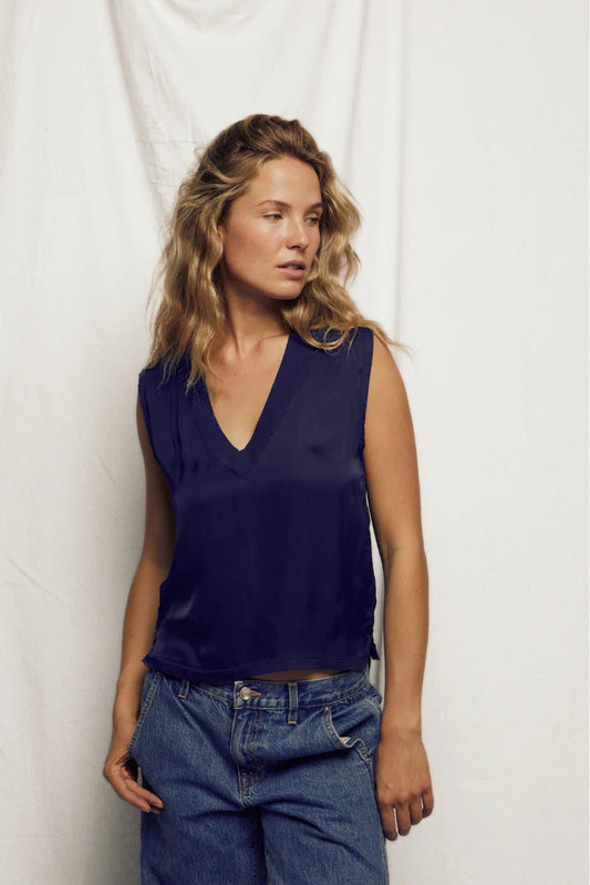 Celina Satin Vneck Tank