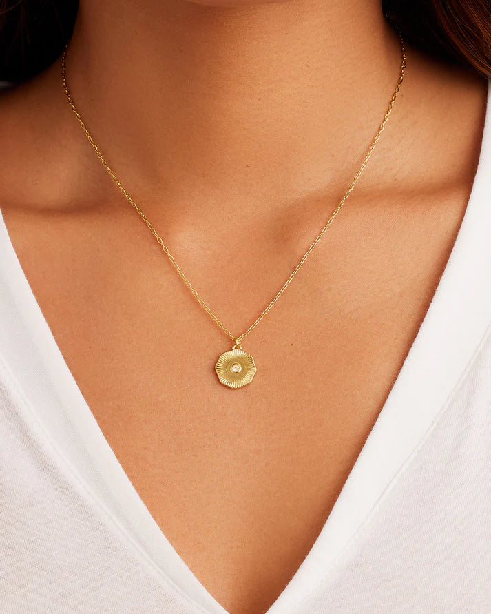 White Topaz Coin Necklace