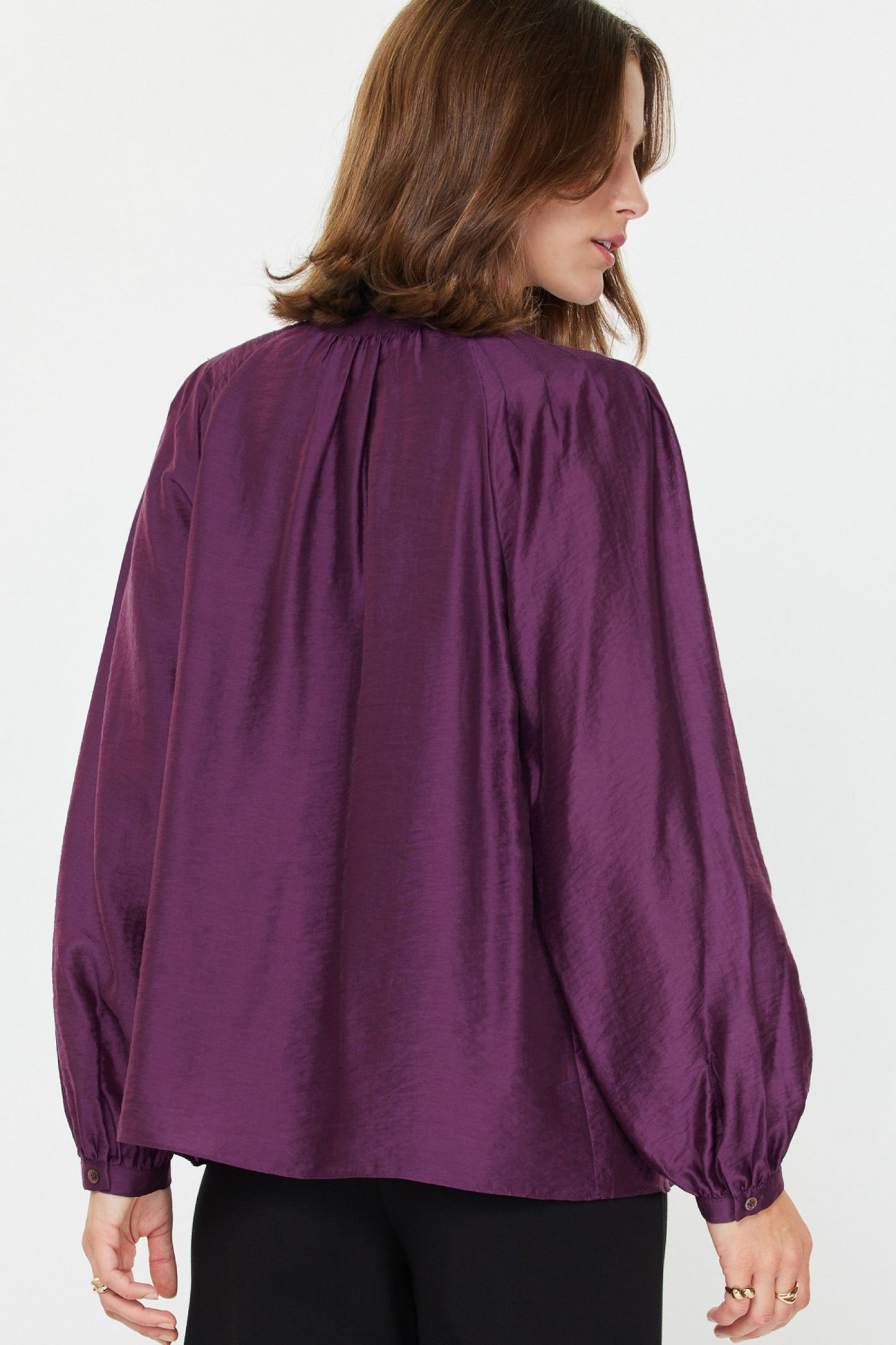 Boysenberry Split Neck Blouse
