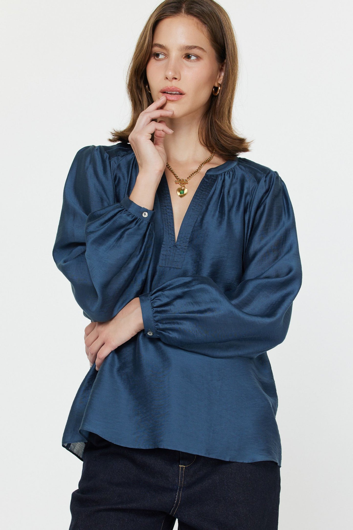 Sapphire Split Neck Blouse