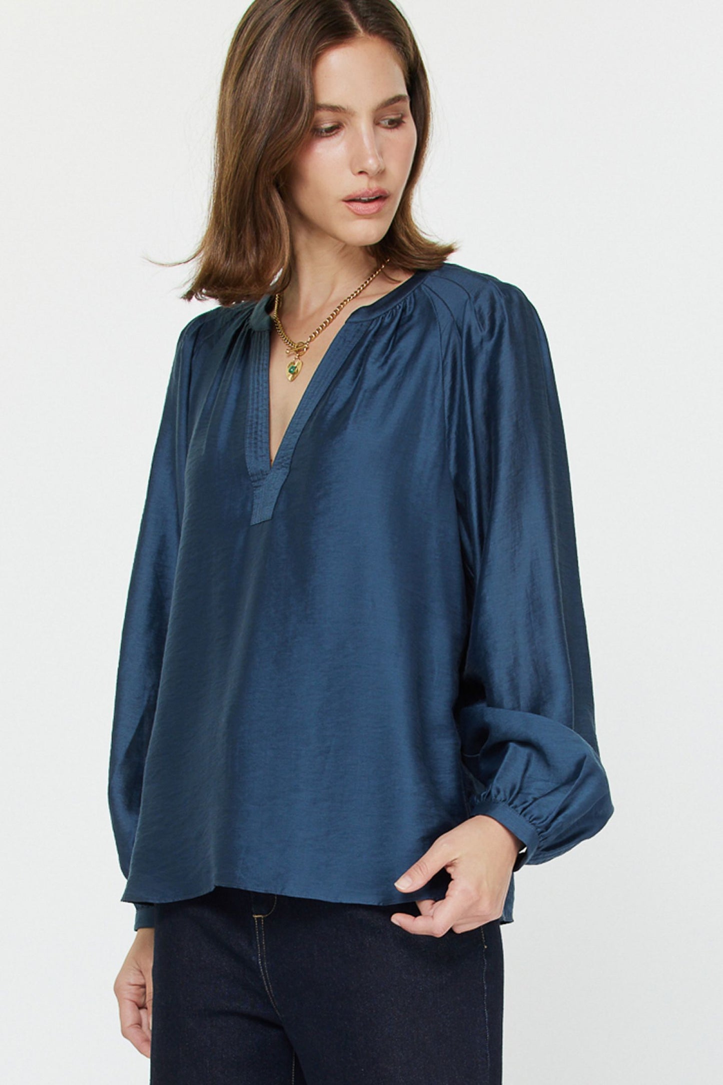 Sapphire Split Neck Blouse