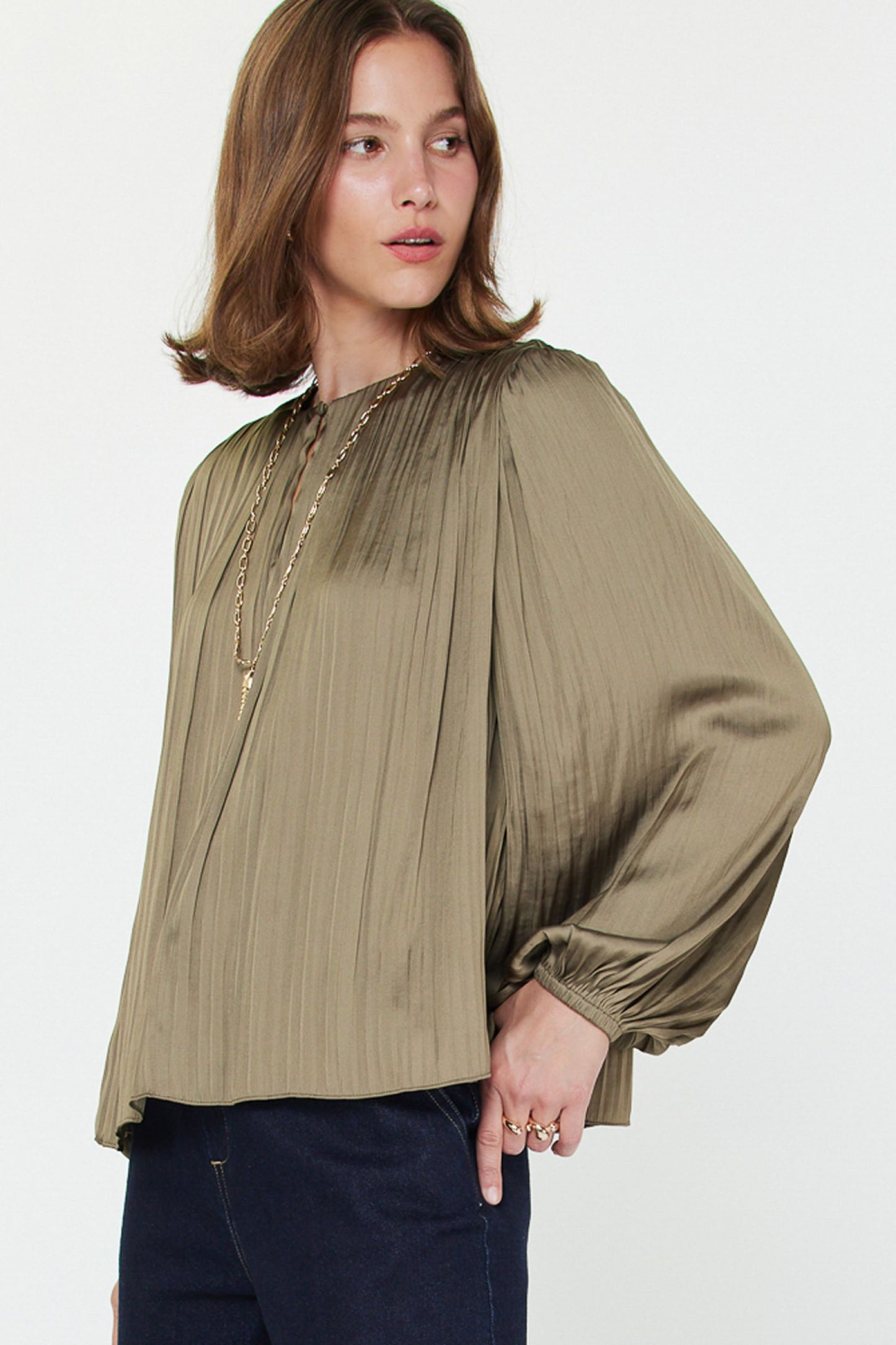 Moss Pleated Blouse