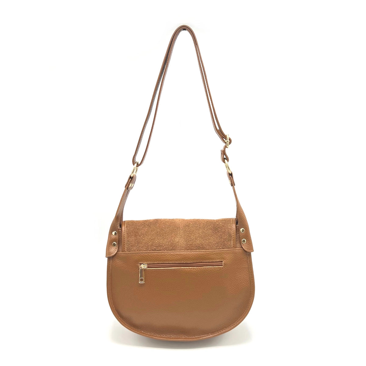 Suede Leather Saddle Bag Camel