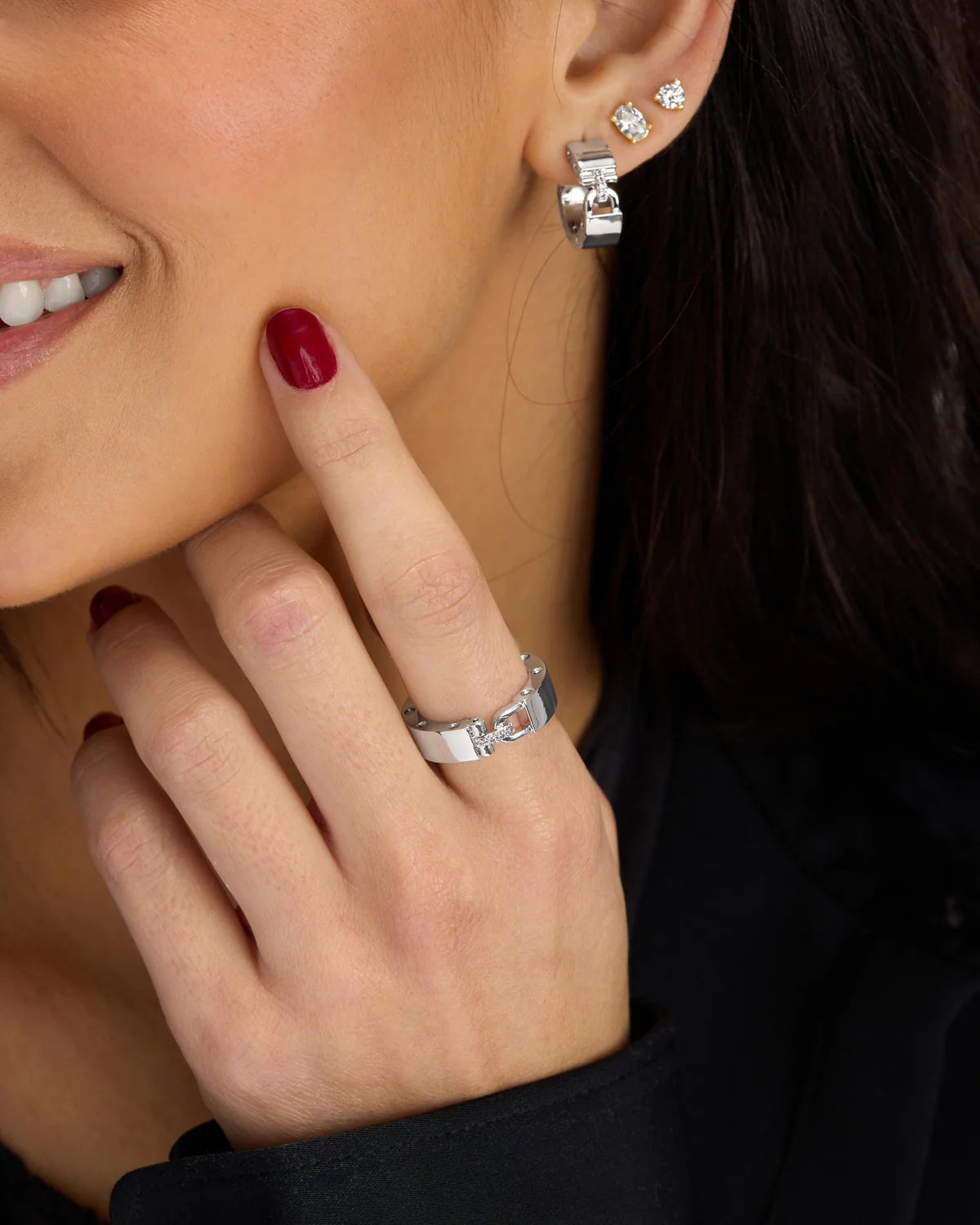 Ashley Smooth Lock Ring Gold & Silver