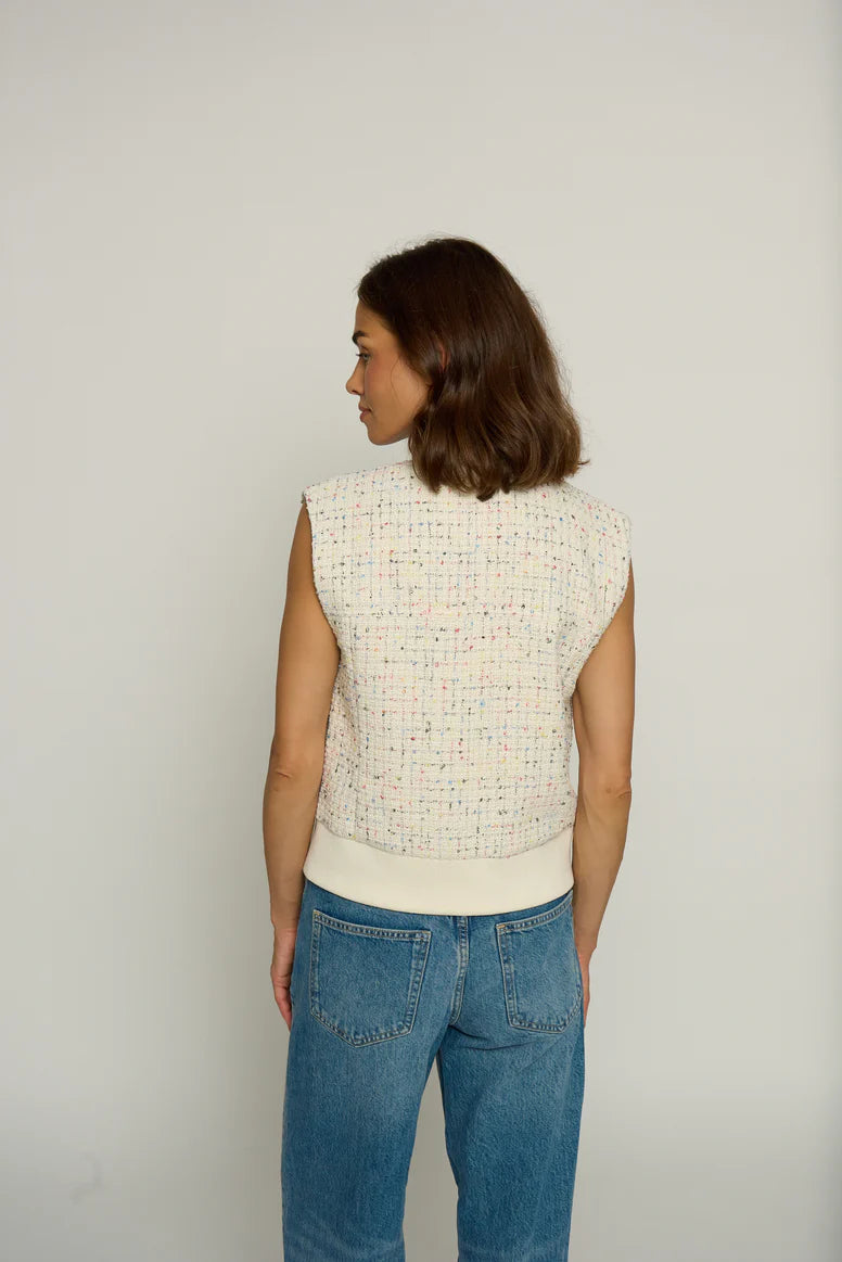 Colorful Ivory Tweed Vest