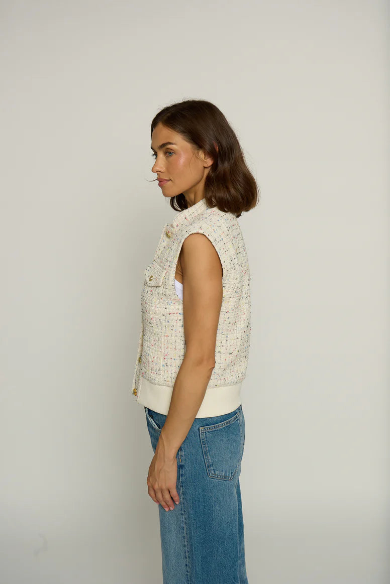 Colorful Ivory Tweed Vest