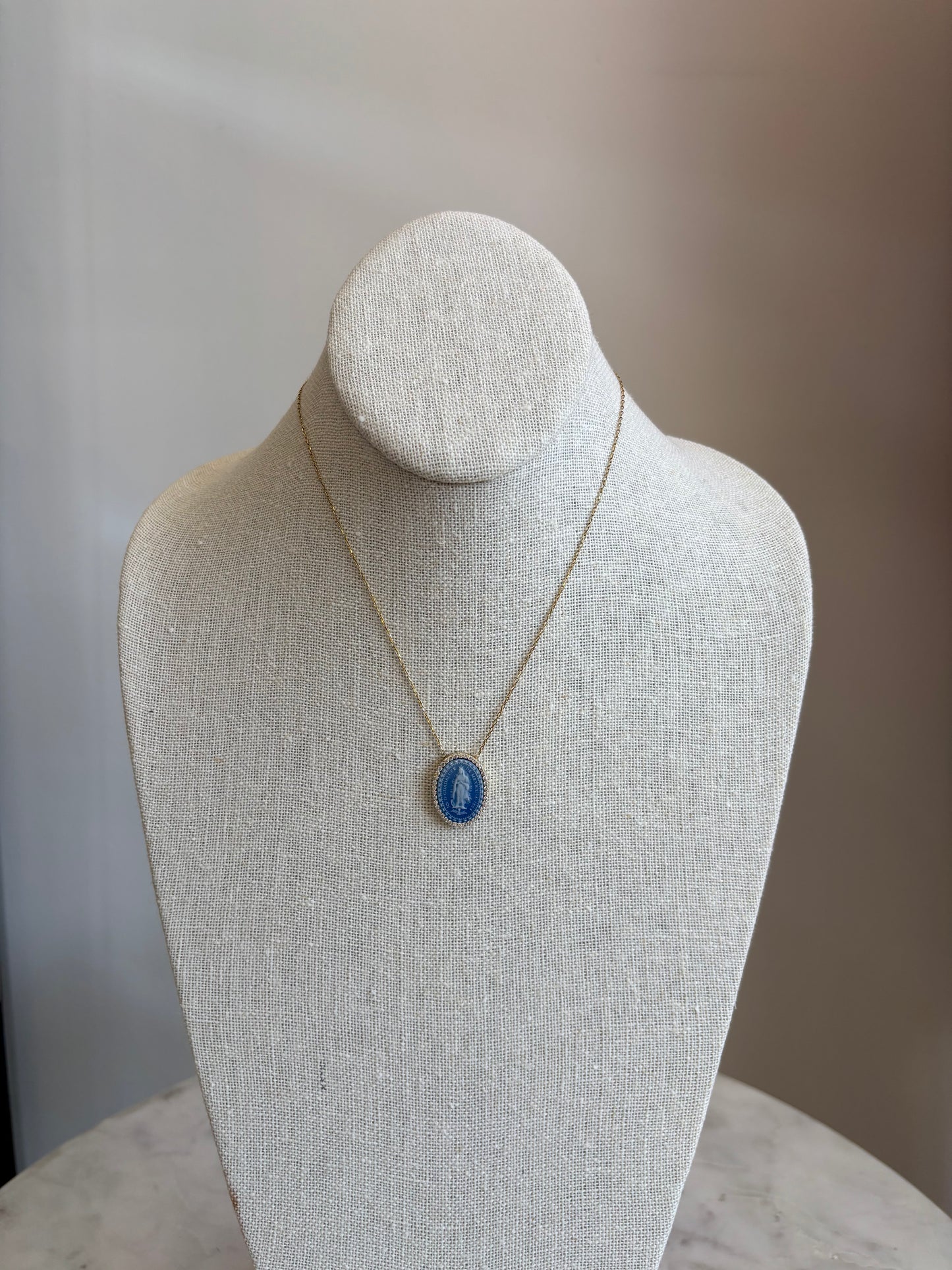 Lapis Blue Cameo Necklace