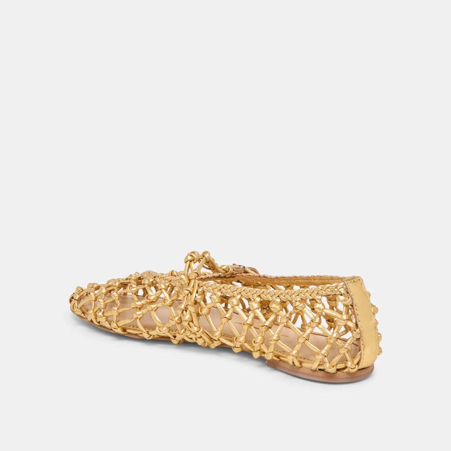 Clair Ballet Flats Gold Woven Leather