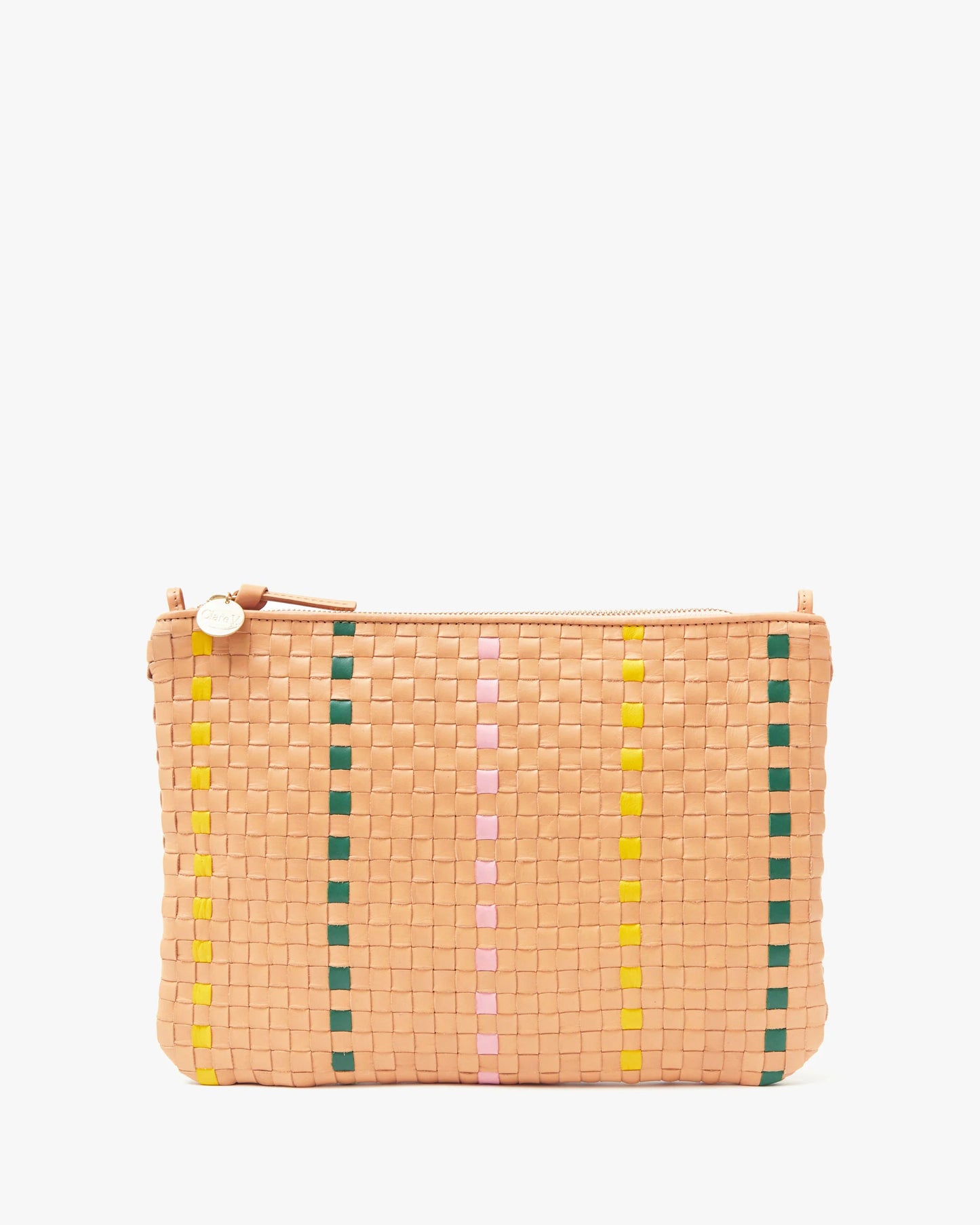 Flat Clutch Bisque Woven Checker