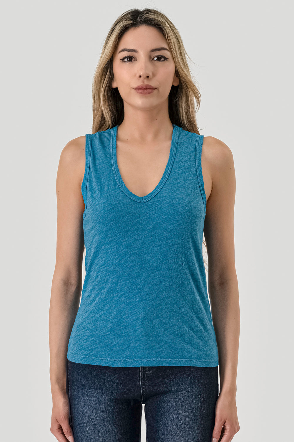 Slub Vneck Teal