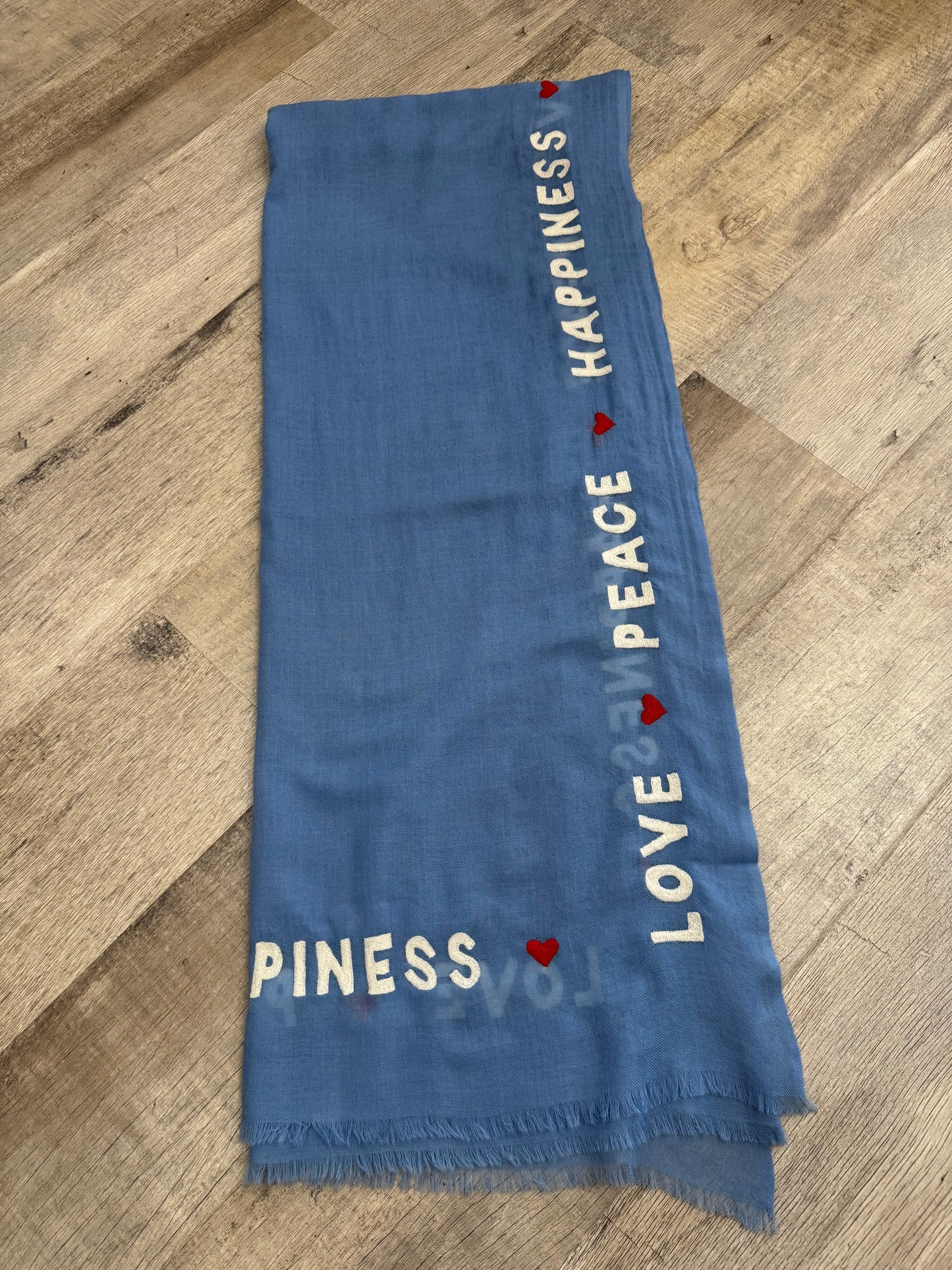 Wool Cashmere Love Peace Happiness Wrap