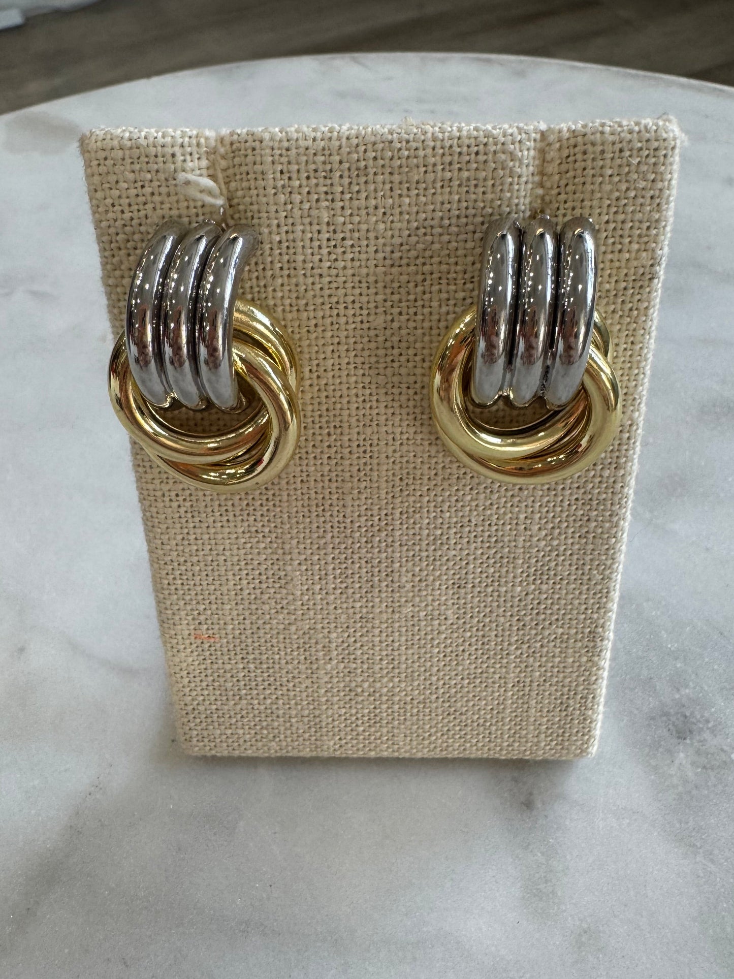 Two Tone Door Knocker Earring