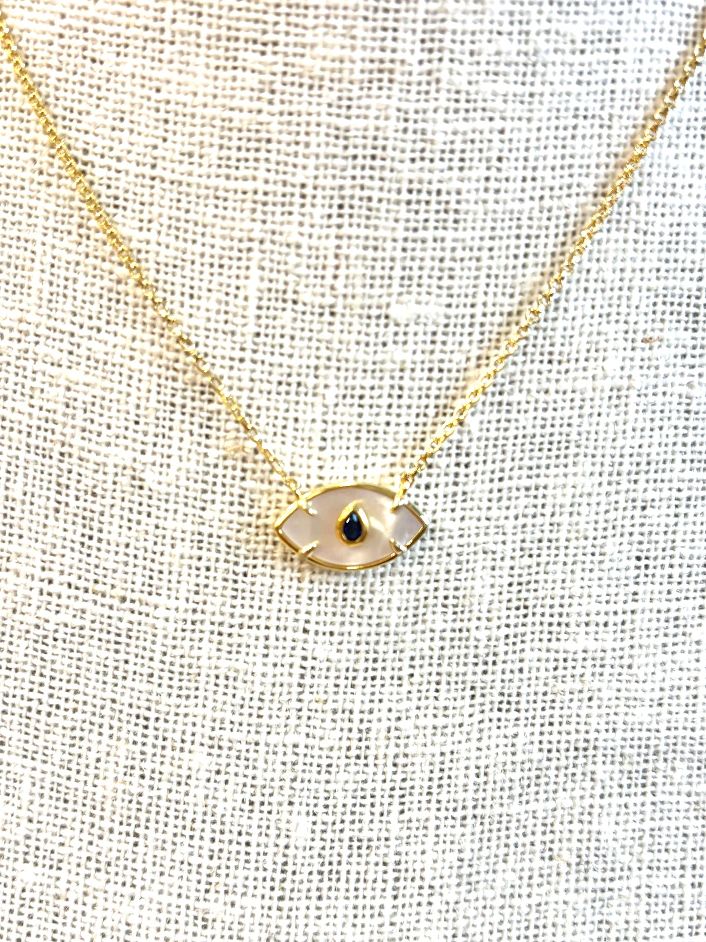 Mother of Pearl Evil Eye Necklace