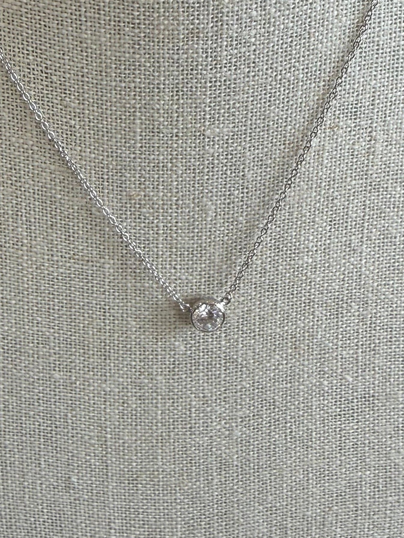 Solitaire Cut Bezel Necklace