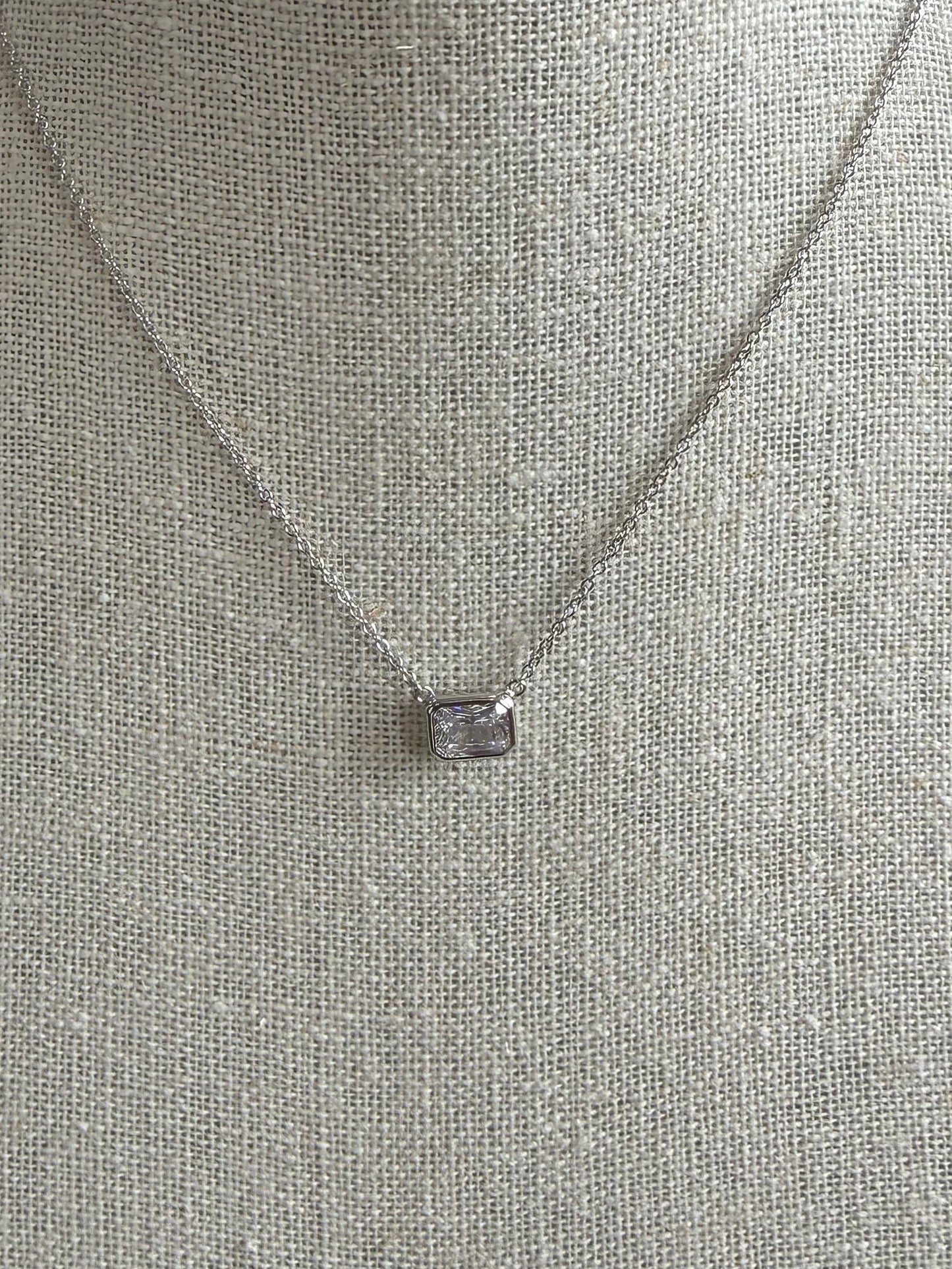 Emerald Cut Bezel Necklace