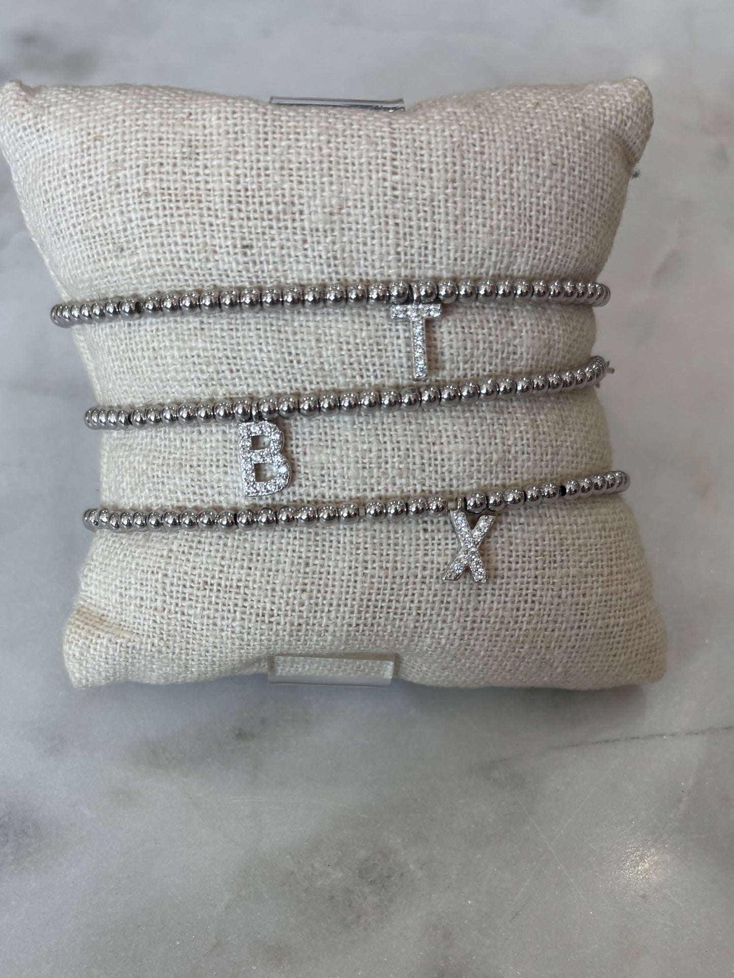 Initial Stretch Bracelet Silver