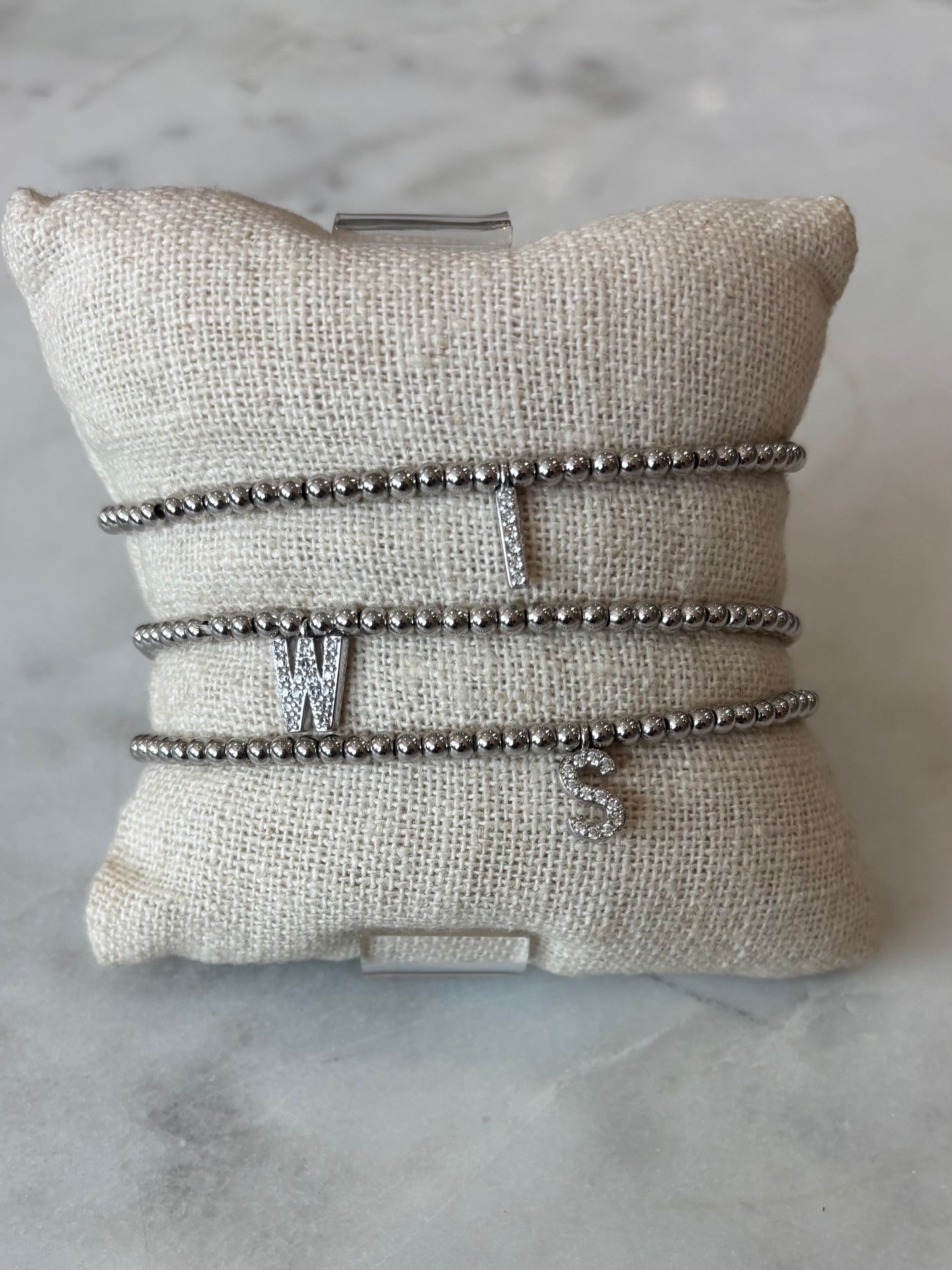 Initial Stretch Bracelet Silver