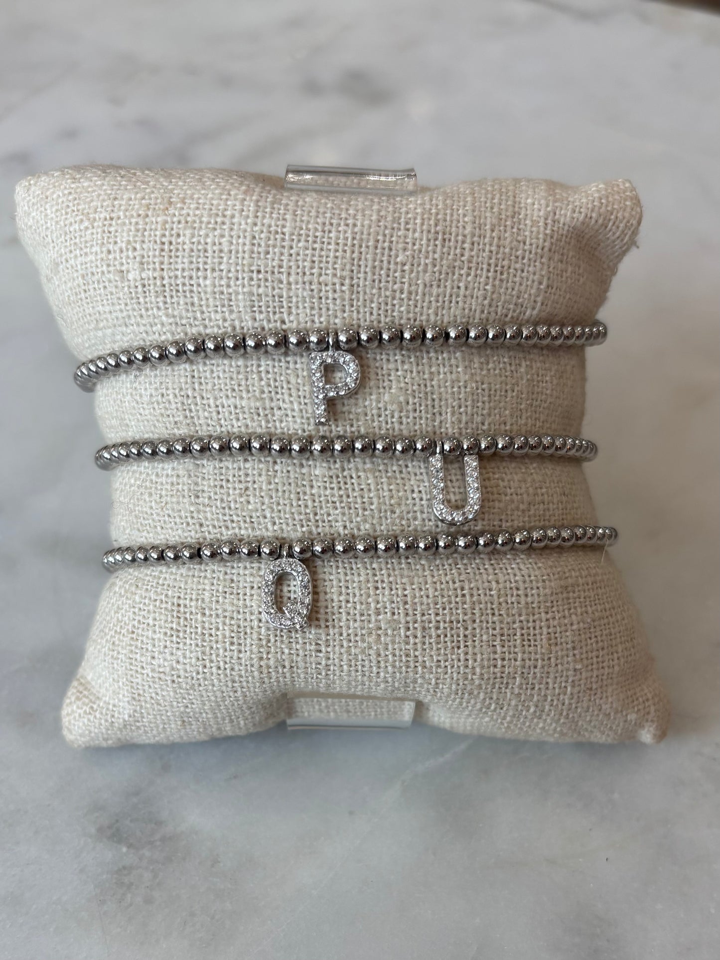 Initial Stretch Bracelet Silver