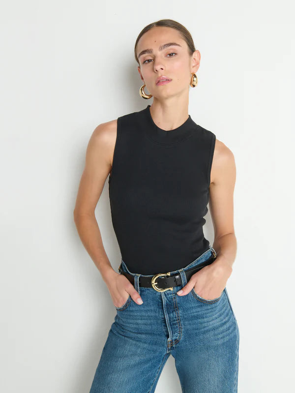 Joan Sleeveless Mock Neck Black