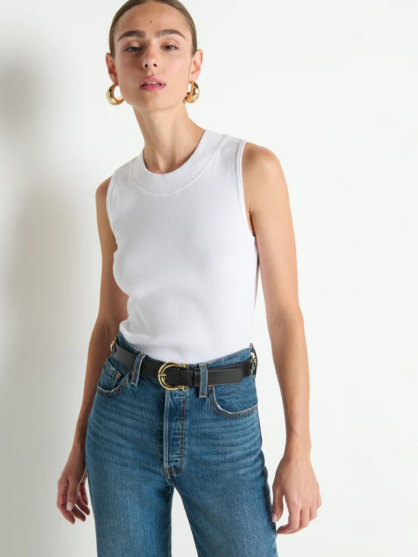 Joan Sleeveless Mock Neck White