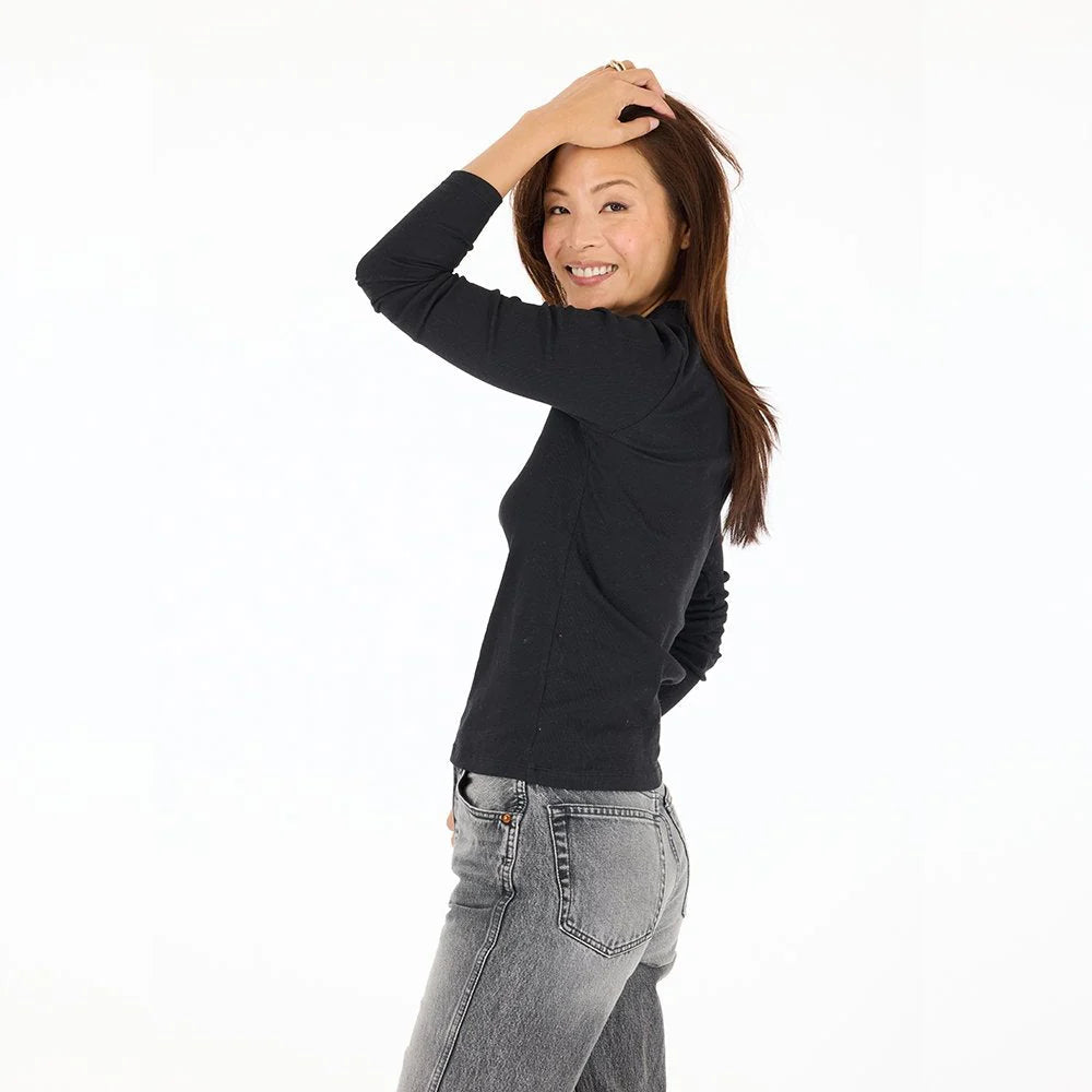 KR Long Sleeve Rib Tee - Black