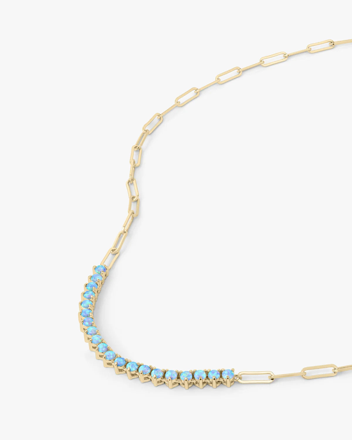 Not Your Basic Samantha Tennis Necklace Gold & Blue Opal