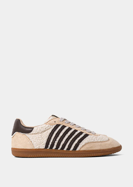 Stevie Beige Shearling Sneaker