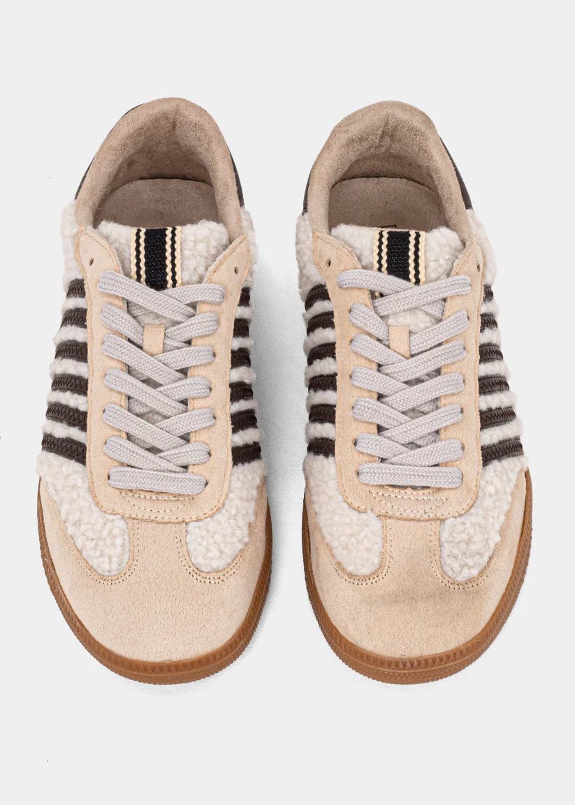 Stevie Beige Shearling Sneaker