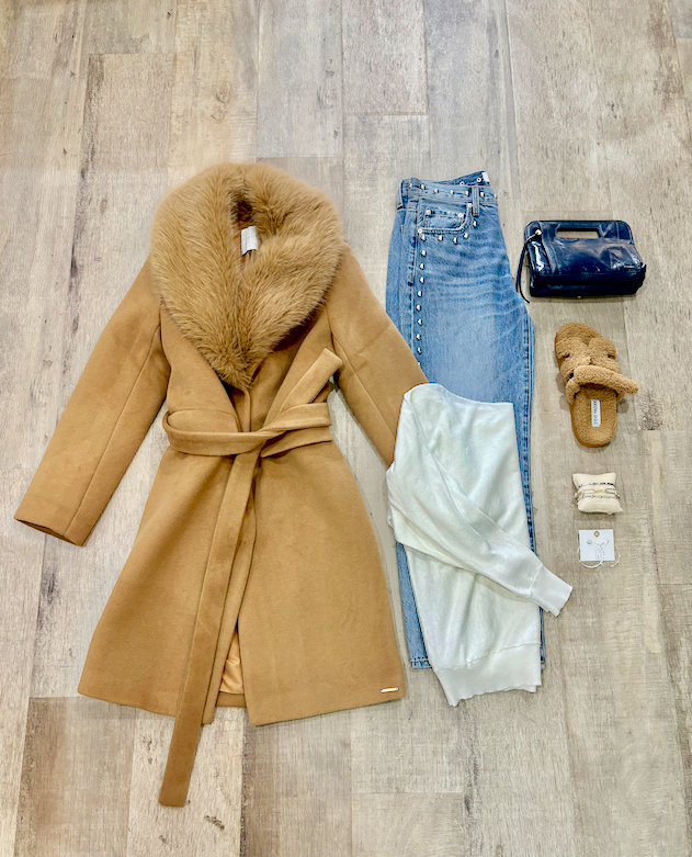 Camel Fur Wrap Coat
