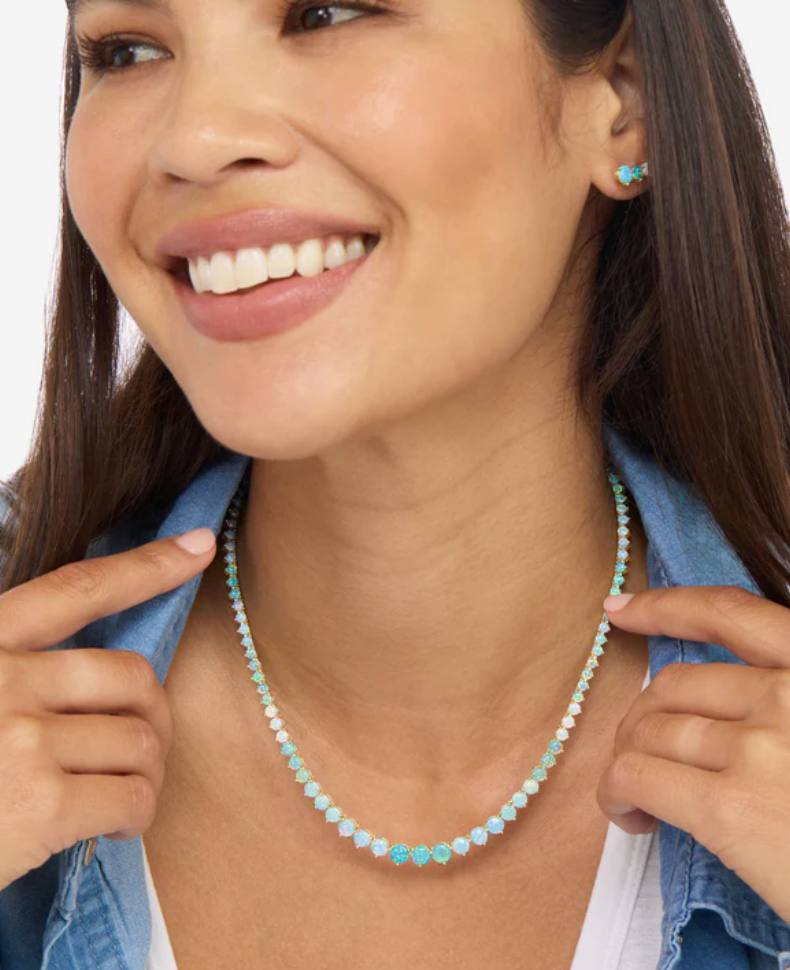 Not Your Basic Ombre Tennis Necklace 16"