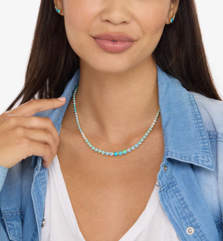 Not Your Basic Ombre Tennis Necklace 16"