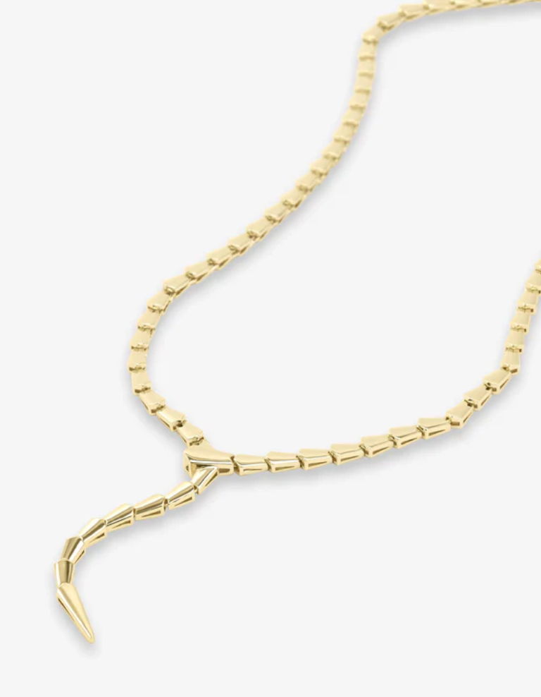 Gold Mama Serpent Lariat Necklace
