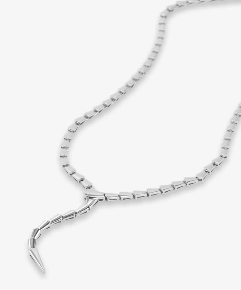 Silver Mama Serpent Lariat Necklace