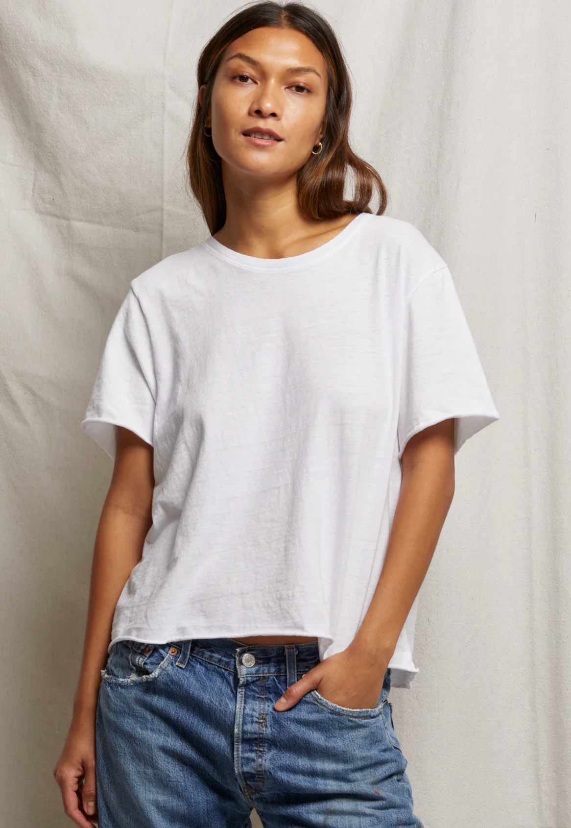 Eddie Boxy Raw Hem Tee