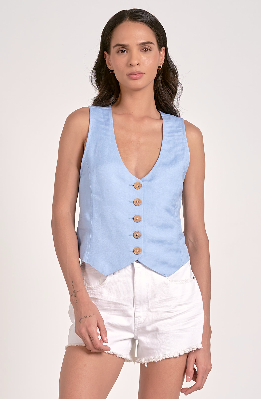 Light Blue Linen Vest