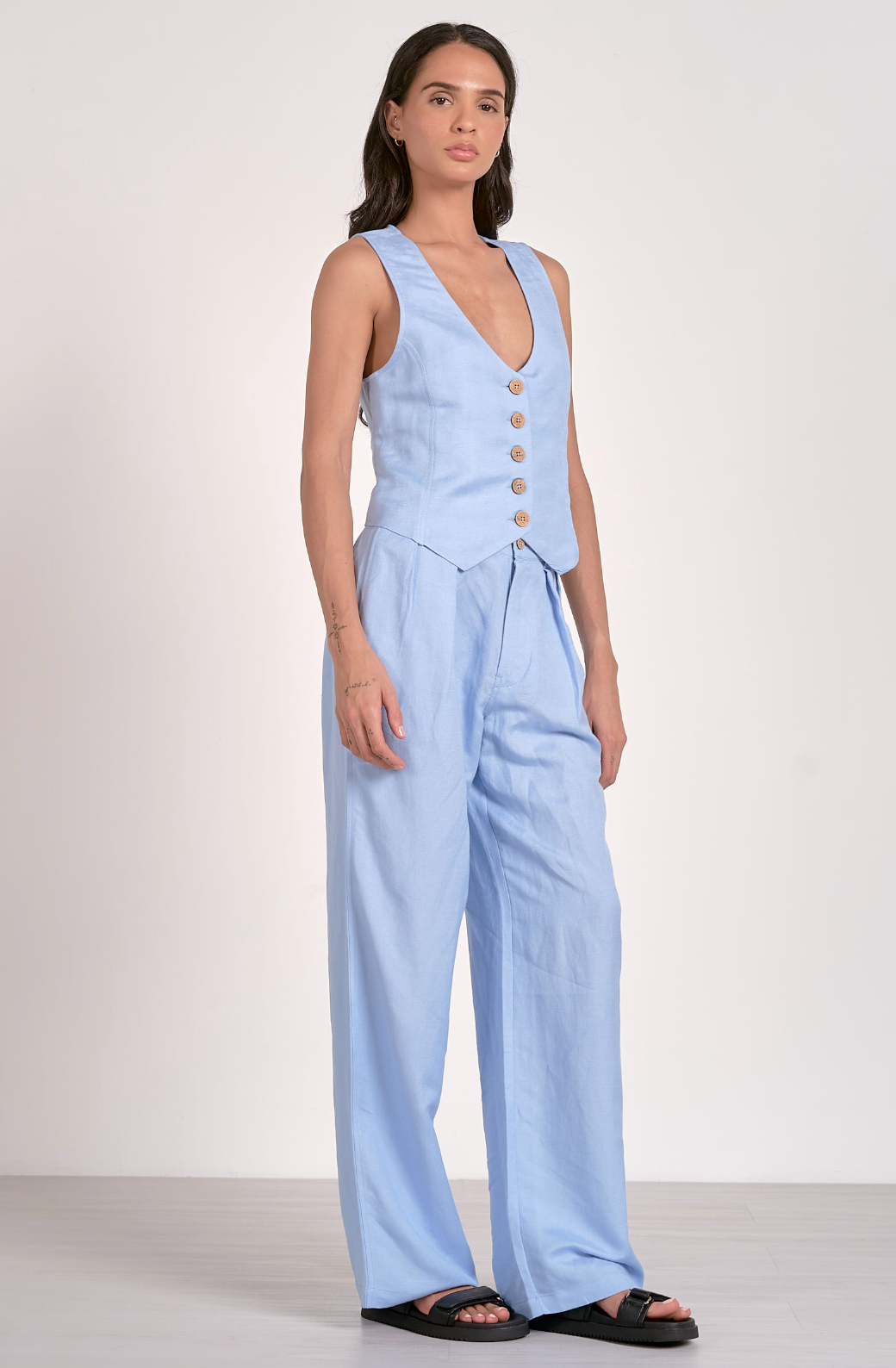 Light Blue Linen Vest