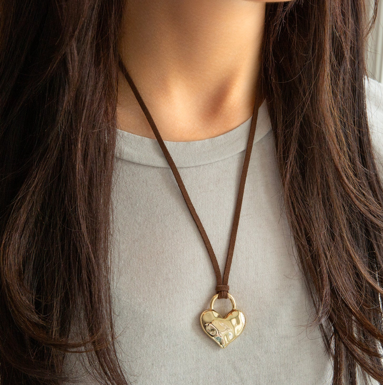 Harper Heart + Suede Necklace