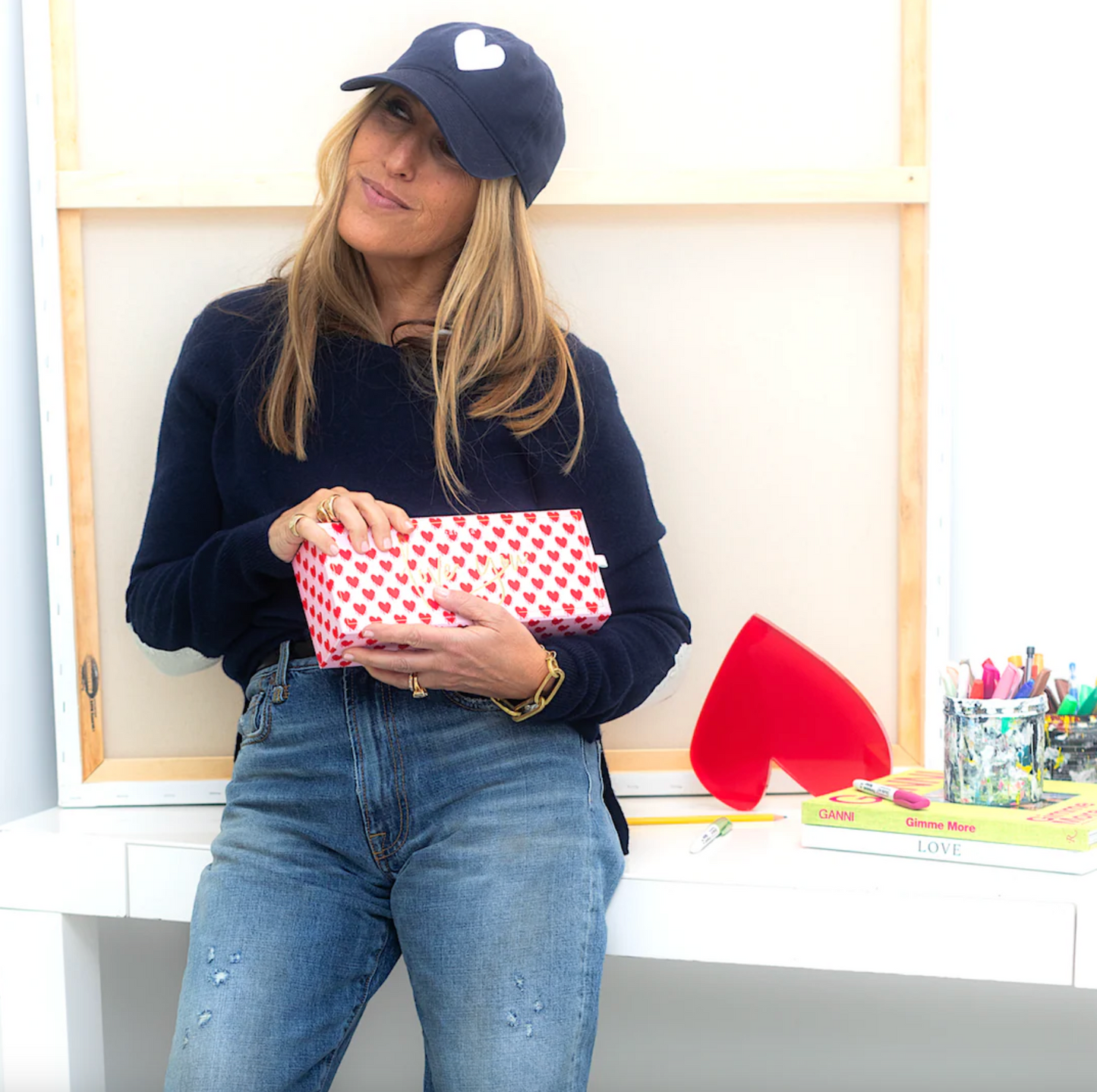 KR Baseball Hat Heart Patch Navy