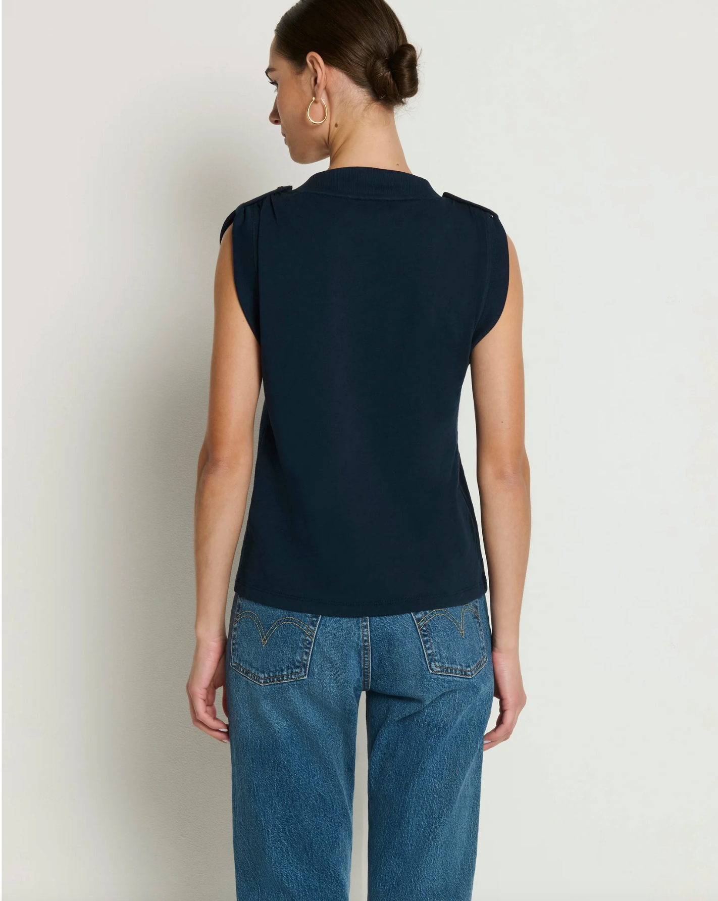 Mikka Buttoned Shoulder Tank- Night Sky