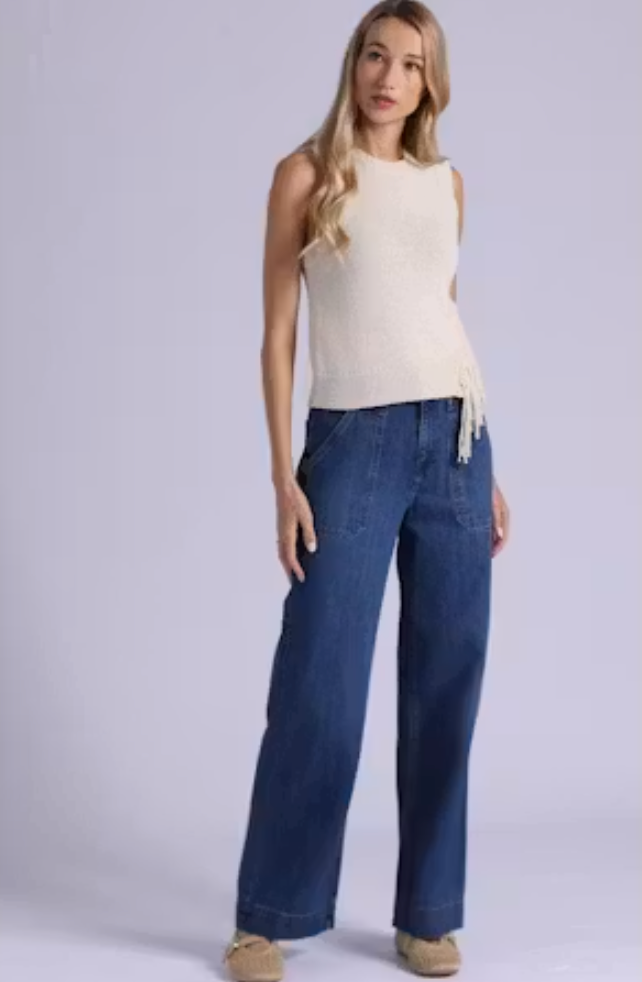 Sleeveless Crew With Fringe