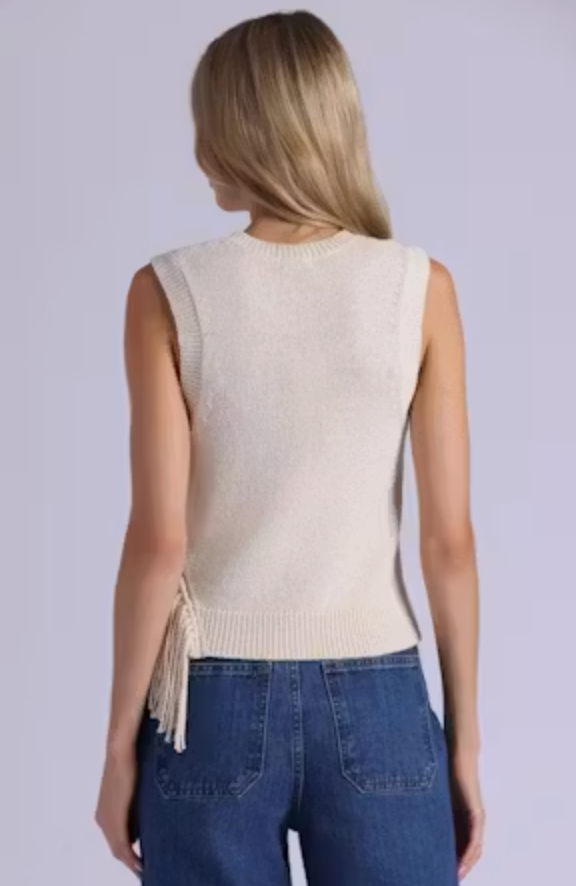 Sleeveless Crew With Fringe