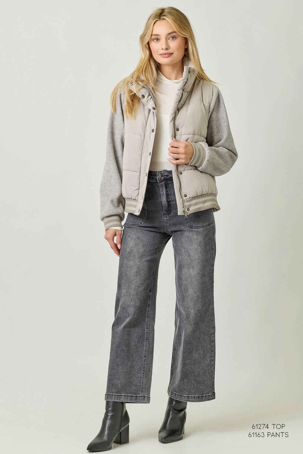 Mixed Media Puffer Jacket