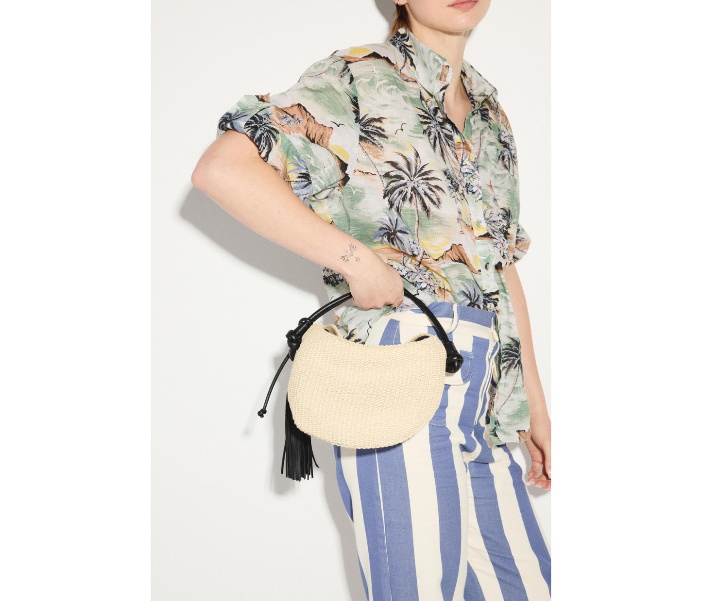 Elis Mini Crescent Bag Raffia