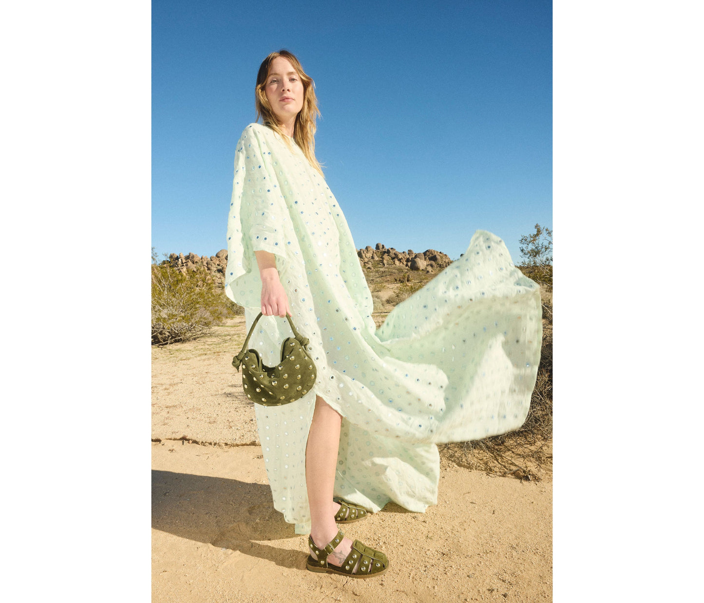 Elis Mini Crescent Bag- Olive Suede