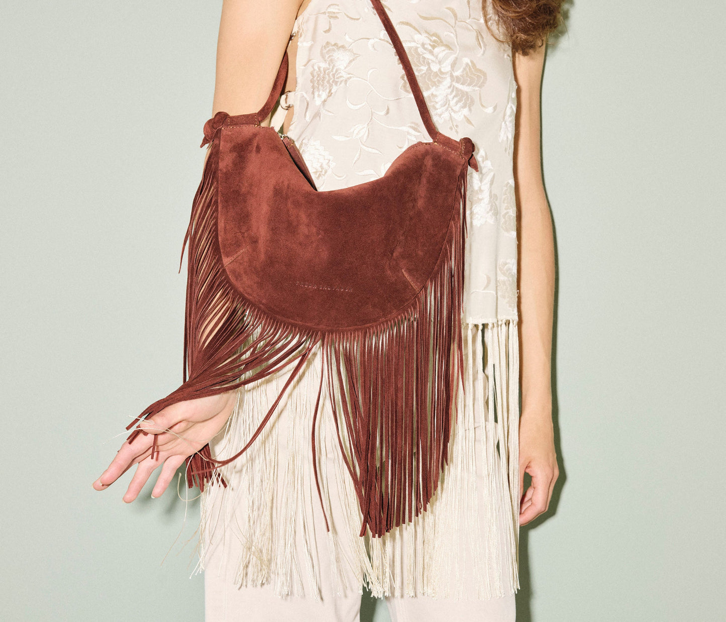 Erika Crescent Fringe Bag