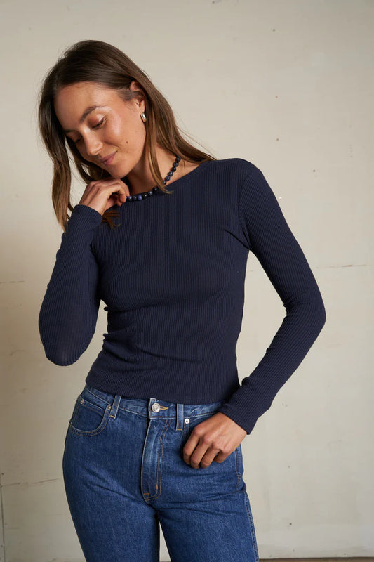 Jolie Navy Rib Sweater