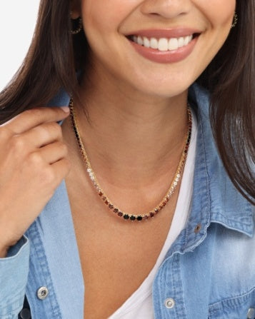 Not Your Basic Graduated Ombre Tennis Necklace 16'